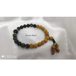   Hála ásvány karkötő – Kambaba Jáspis nemes szantálfa  gyöngyökkel Uniszex