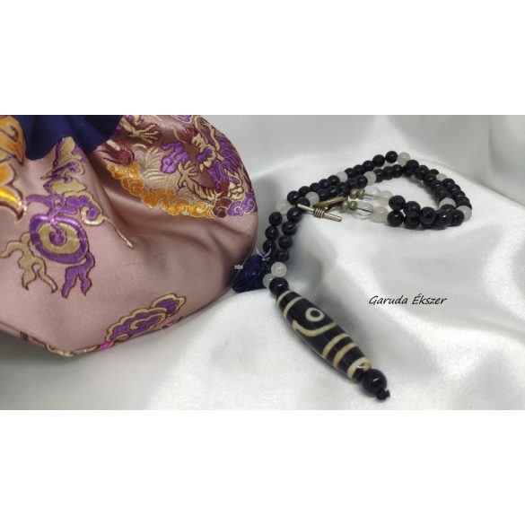 Kétszemű Dzi gyöngy amulett ásványnyaklánc 