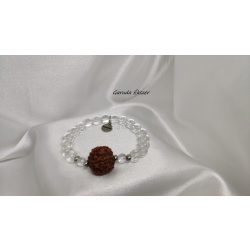   Garuda Áldás és Tisztaság   Hegyikristály, 5 mukhi rudraksha ásvány karkötő.  