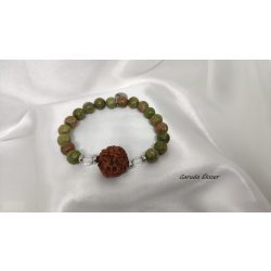   Garuda Áldás és Felszabadulás   Unakit ,  5 mukhi rudraksha ásvány karkötő.  