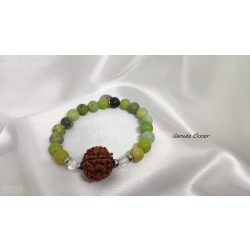   Garuda Áldás és Szerencse   Ausztrál Jáde ,  5 mukhi rudraksha ásvány karkötő