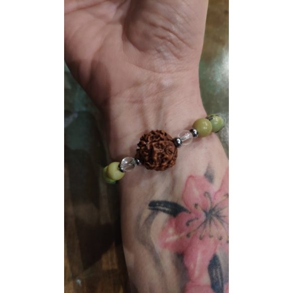 Garuda Áldás és Szerencse   Ausztrál Jáde ,  5 mukhi rudraksha ásvány karkötő