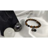 Tigrisszem Sungit ásvány karkötő Fibonacci szekvenciával