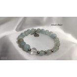 Spirál Akvamarin Hegyikristály ásvány karkötő Fibonacci szekvenciával