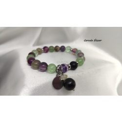 Fluorit Sungit ásvány karkötő Fibonacci szekvenciával