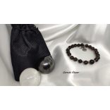 Füstkvarc Sungit ásvány karkötő Fibonacci szekvenciával Unisex