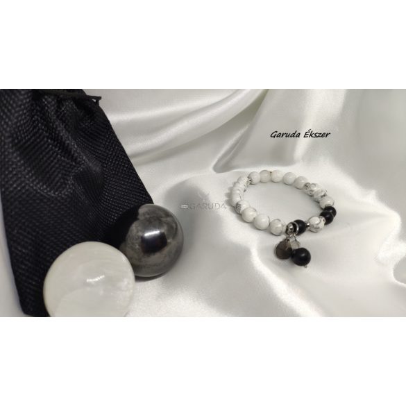 Howlit Sungit ásvány karkötő Fibonacci szekvenciával