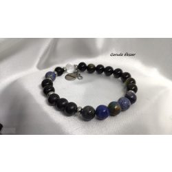   Tiszta Karma – Dumortierit-Sungit-Szivárvány obszidián karkötő Fibonacci szekvenciával Uniszex