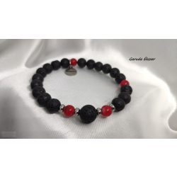   Univerzum a Stabilitás – Láva korall ásvány karkötő, csukló mala 3-6-9 (Tesla) szekvenciával