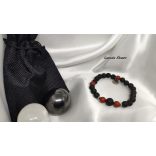 Univerzum a Stabilitás – Láva korall ásvány karkötő, csukló mala 3-6-9 (Tesla) szekvenciával