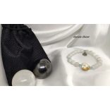 Univerzum – Gyengéd gyógyító – Fehér Jade , kagyló ásvány karkötő, csukló mala 3-6-9 (Tesla) szekvenciával 