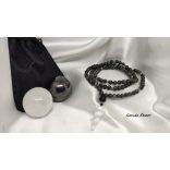  Hold Unikornis  Larvikite -szelenit – Sungit mala ásvány nyaklánc 3-6-9 (Tesla) szekvenciával.