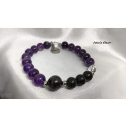   Univerzum a Stabilitás Ametiszt – Sungit karkötő, 3-6-9 (Tesla) szekvenciával