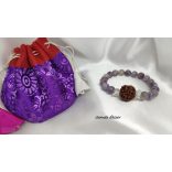 Garuda Áldás Lepidolit pink turmalinnal , Herkimer gyémánt ,  5 mukhi rudraksha ásvány karkötő.  