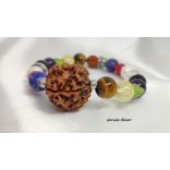 Navratna Ásvány Karkötő 5 mukhis rudraksha gyönggyel. (upratna)