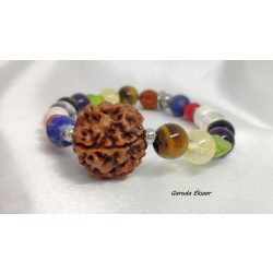  Navratna Ásvány Karkötő 5 mukhis rudraksha gyönggyel. (upratna)