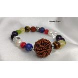 Navratna Ásvány Karkötő 5 mukhis rudraksha gyönggyel. (upratna)