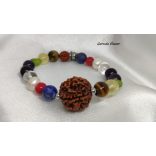 Navratna Ásvány Karkötő 5 mukhis rudraksha gyönggyel. (upratna)