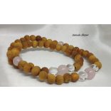 Rózsakvarc , Szantálfa Karkötő japán Zen Mala 