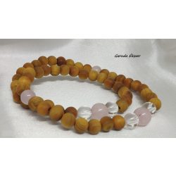 Rózsakvarc , Szantálfa Karkötő japán Zen Mala 