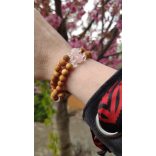 Rózsakvarc , Szantálfa Karkötő japán Zen Mala 