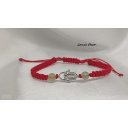   Garuda Piros zsinór karkötötő  Hamsa kézzel és Evil eye szimbólummal Jade gyöngyökkel