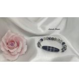 Szerencsés élet - Csíkos dzi gyöngy turmalin kvarc karkötő Női változat 