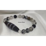 Szerencsés élet - Csíkos dzi gyöngy turmalin kvarc karkötő Női változat 