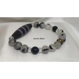 Szerencsés élet - Csíkos dzi gyöngy turmalin kvarc karkötő Női változat 