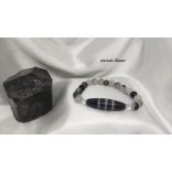 Szerencsés élet - Csíkos dzi gyöngy turmalin kvarc karkötő Férfi változat 