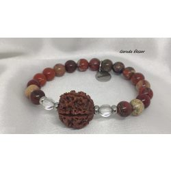   Garuda Áldás és Életerő   Breccia Jáspis ,  5 mukhi rudraksha ásvány karkötő.  