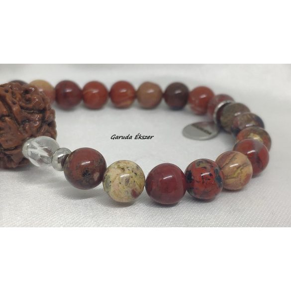 Garuda Áldás és Életerő   Breccia Jáspis ,  5 mukhi rudraksha ásvány karkötő.  