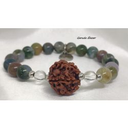   Garuda Áldás és Felemelkedés   Indiai Achát ,  5 mukhi rudraksha ásvány karkötő.  