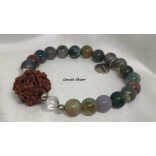 Garuda Áldás és Felemelkedés   Indiai Achát ,  5 mukhi rudraksha ásvány karkötő.  