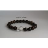 Bronzit Férfi ásvány karkötő gyógyító hegyikristállyal és hematittal