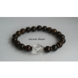 Bronzit Férfi ásvány karkötő gyógyító hegyikristállyal és hematittal