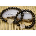 Bronzit Férfi ásvány karkötő gyógyító hegyikristállyal és hematittal