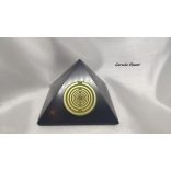 Garuda EMF/5G védő Sungit Piramis 6 cm, aranyozott Lakhovsky MWO harmonizáló koronggal