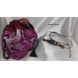 2 szemű dzi gyöngy koral és türkiz gyöngyökkel - Klasszikus Sherpa Amulett lánc