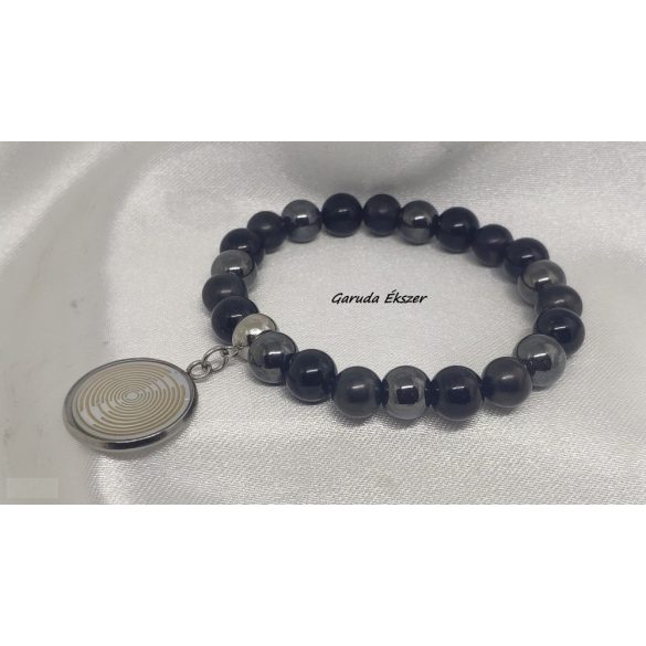 Garuda 5G/EMF védő skaláris ásvány karkötő aranyozott Lakhovsky MWO koronggal 7,83 Hz Schumann frekvenciával kezelve.