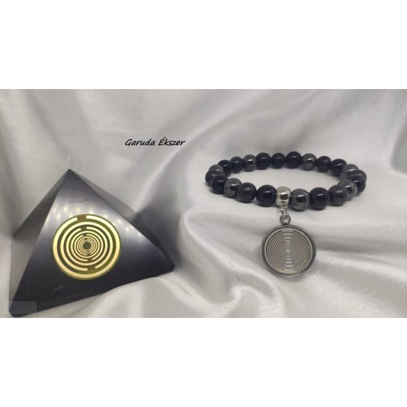 Garuda 5G/EMF védő skaláris ásvány karkötő aranyozott Lakhovsky MWO koronggal 7,83 Hz Schumann frekvenciával kezelve.