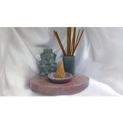   Ganesha Virág Jáde füstölő és gyertya tartó. Palo Santo füstölő kúppal 