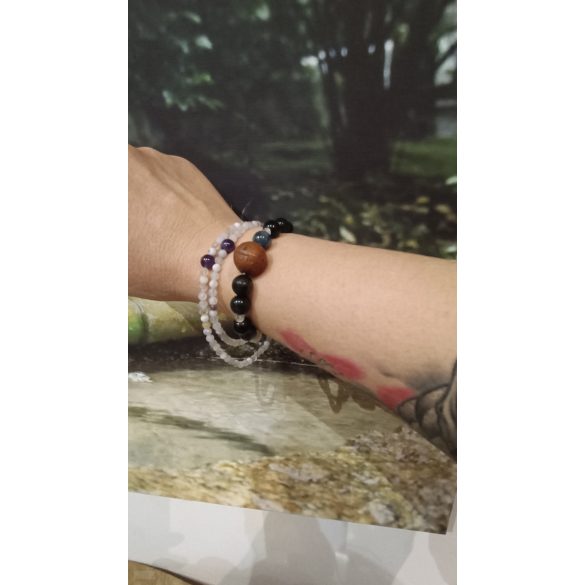 108 karkötő  Kalcedon ásványkarkötő  Belső Béke  – Harmónia – Önszeretet- Védelem