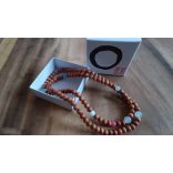 108 ZEN Mala karkötő Kék Jade , trópusi illatos fa, kívánság gyönggyel