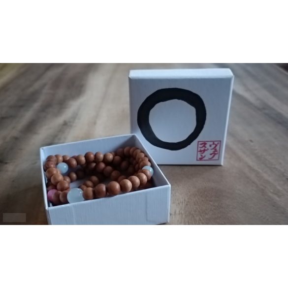 108 ZEN Mala karkötő Kék Jade , trópusi illatos fa, kívánság gyönggyel