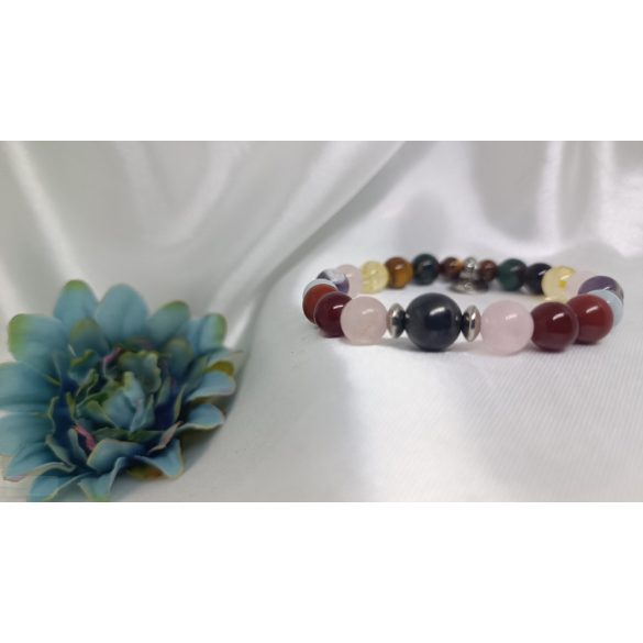 Szinergia a máj segítője ásvány karkötő sungit kristállyal