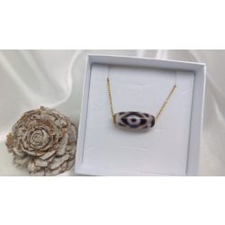   Különleges 3 szemű dzi gyöngy 18 karátos arannyal futtatott láncon