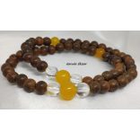 Sárga Jade , bambusz Karkötő japán Zen Mala 