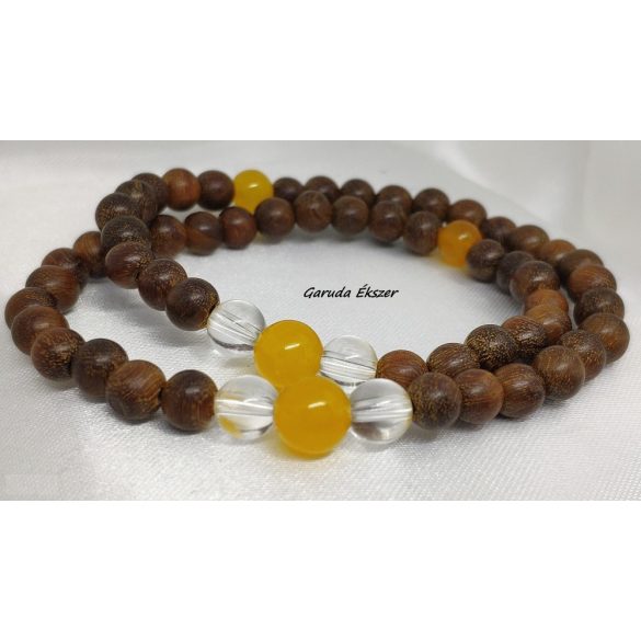 Sárga Jade , bambusz Karkötő japán Zen Mala 