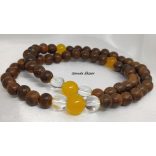 Sárga Jade , bambusz Karkötő japán Zen Mala 